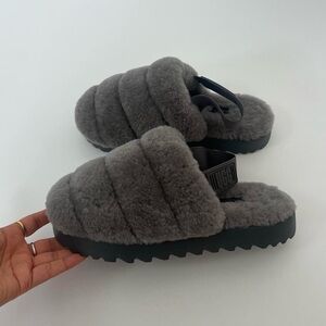 Grey Super Fluff Slipper uggs